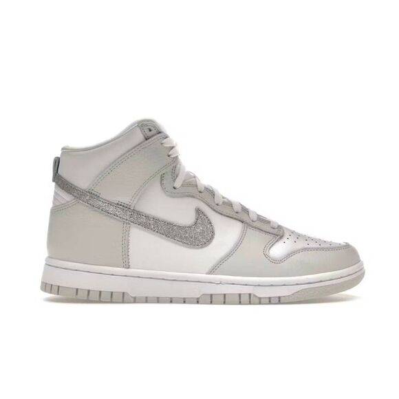 NIKE Dunk High "Silver Glitter Swoosh" Sneakers Size 7 - Picture 1 of 9